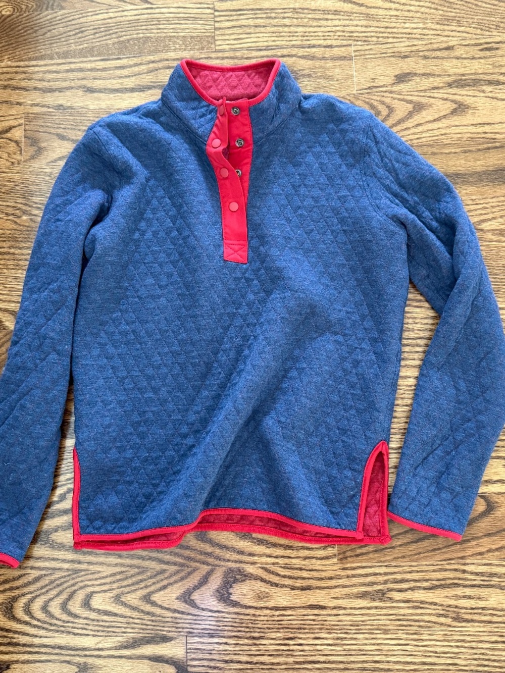 Marine Layer Corbet Quilted Snap Pullover Navy and Red xsmall Sweatshirt